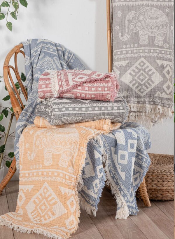 Jaquard Muslin Throws Blanket